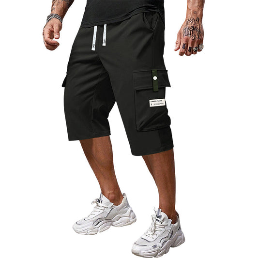 Men's Multi-Pocket Drawstring Cargo Capri Pants
