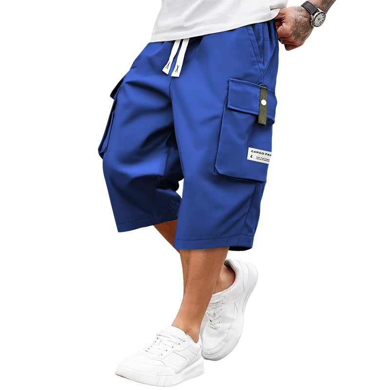 Men's Multi-Pocket Drawstring Cargo Capri Pants