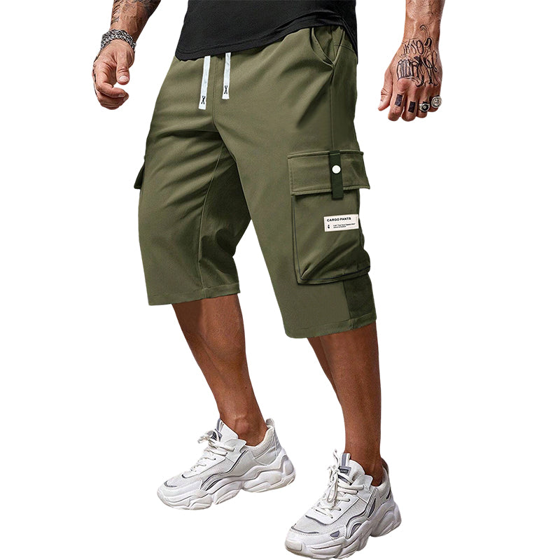 Men's Multi-Pocket Drawstring Cargo Capri Pants
